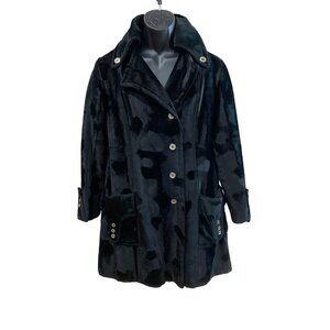 Vintage Women's Cosplay Steampunk Unisex Black Faux Fur Heavy Coat With Button F